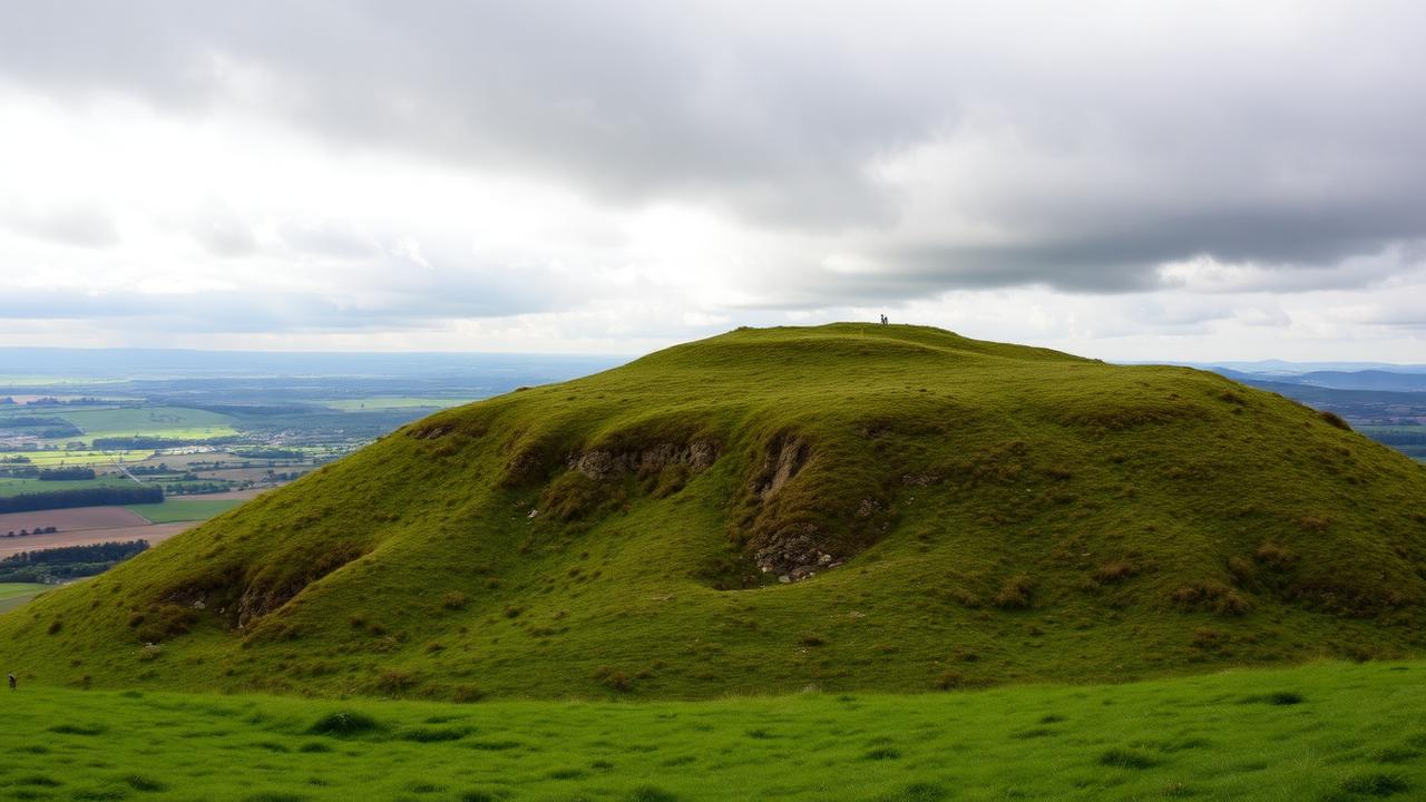 Ancient Iron Age hillfort on The Ridgeway with sweeping views across Wiltshire downs