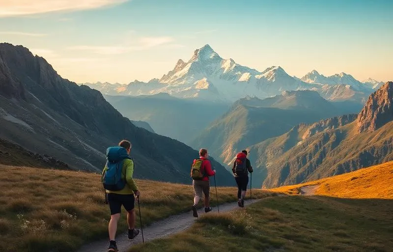 Hikers walking the Tour du Mont Blanc trail